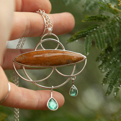 Uniek exemplaar Healing Tears zilveren hanger #3 • Fossiel koraal & Kyaniet (klaar voor verzending)