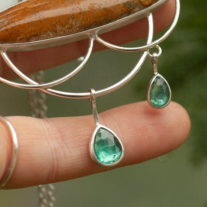 Uniek exemplaar Healing Tears zilveren hanger #3 • Fossiel koraal & Kyaniet (klaar voor verzending)