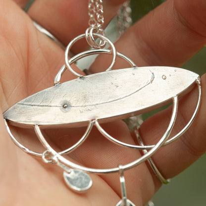 Uniek exemplaar Healing Tears zilveren hanger #3 • Fossiel koraal & Kyaniet (klaar voor verzending)