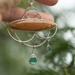 Afbeelding in Gallery-weergave laden, OOAK Healing Tears silver pendant #3 • Fossil coral &amp; Kyanite (ready to ship)
