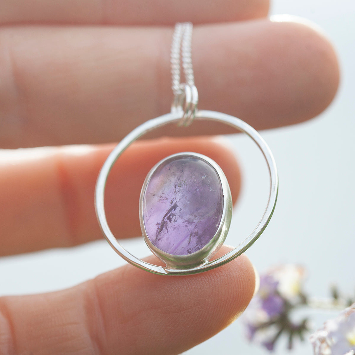 OOAK Mae pendant in silver #23 • Amethyst (Ready to ship)