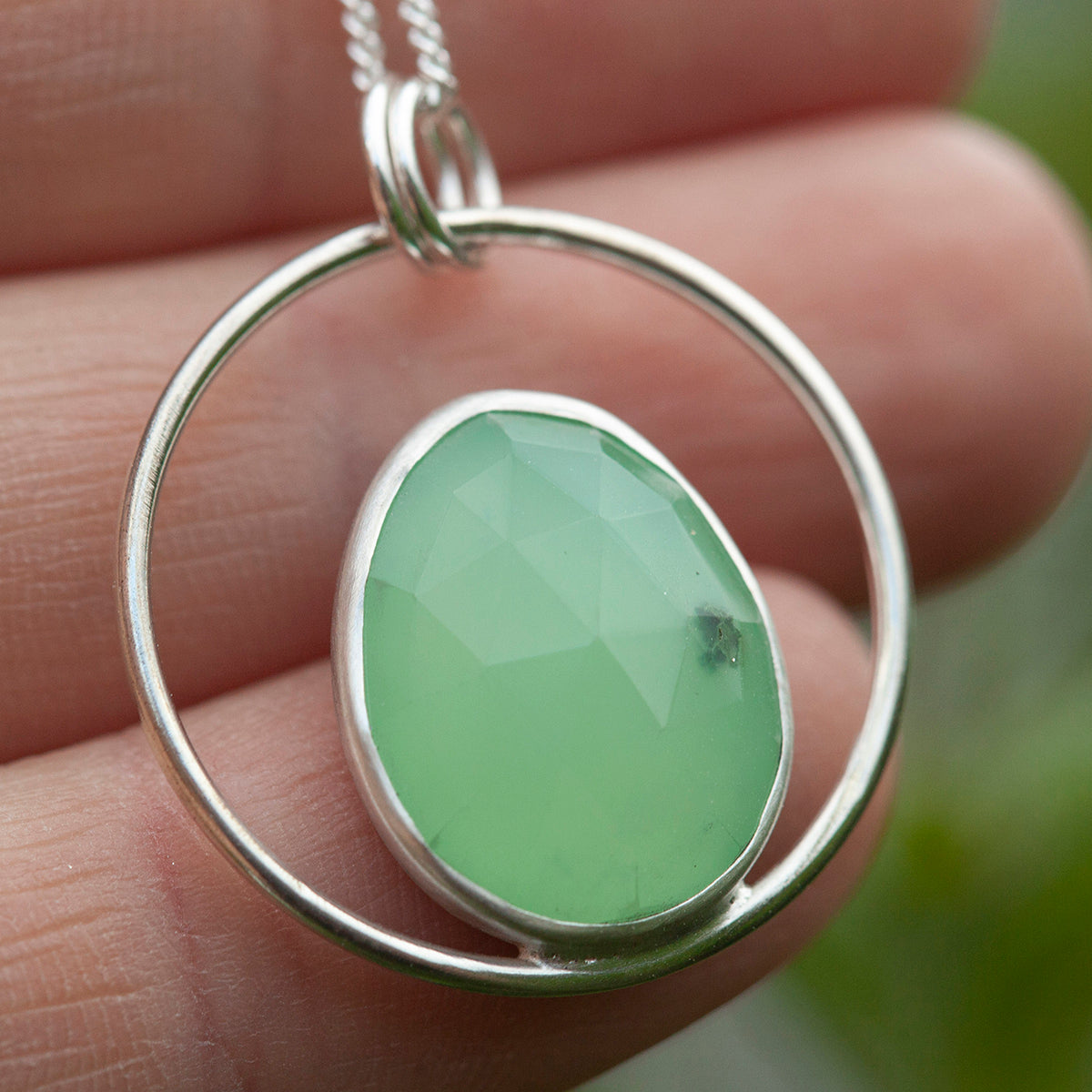 OOAK Mae pendant in silver #15 • Chrysoprase  (Ready to ship)