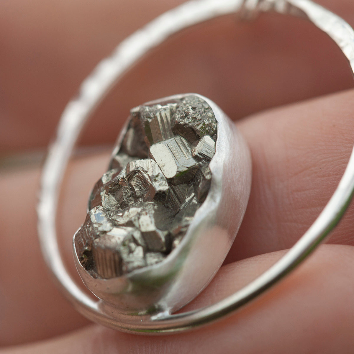 OOAK Mae pendant in silver #29 • Druzy Pyrite (Ready to ship)