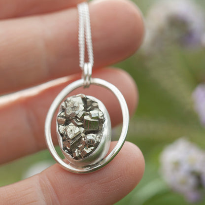 OOAK Mae pendant in silver #30 • Druzy Pyrite (Ready to ship)