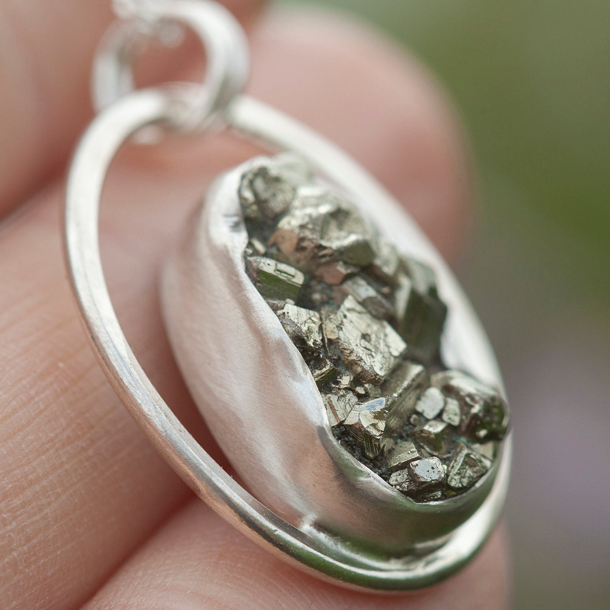 OOAK Mae pendant in silver #30 • Druzy Pyrite (Ready to ship)