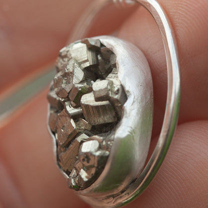 OOAK Mae pendant in silver #30 • Druzy Pyrite (Ready to ship)