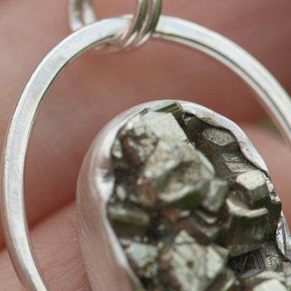 OOAK Mae pendant in silver #30 • Druzy Pyrite (Ready to ship)