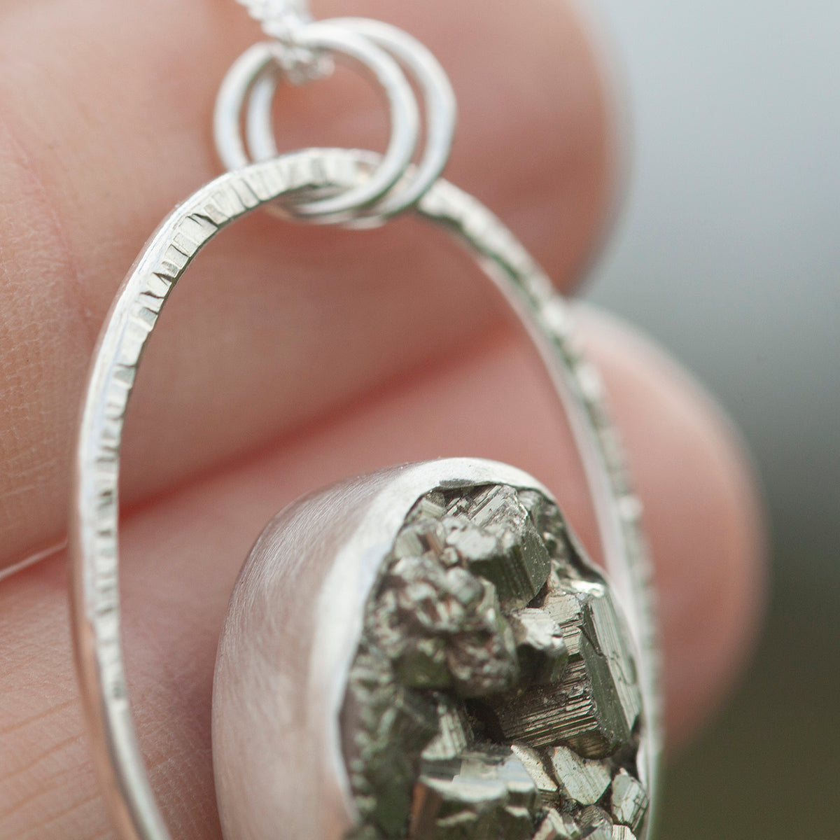 OOAK Mae pendant in silver #31 • Druzy Pyrite (Ready to ship)