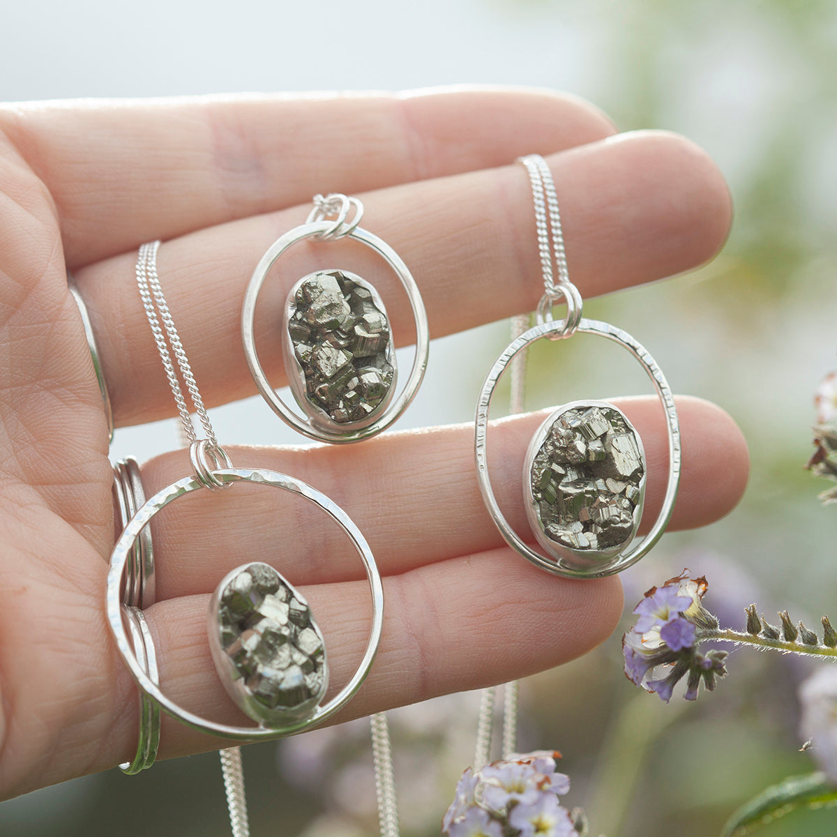OOAK Mae pendant in silver #30 • Druzy Pyrite (Ready to ship)