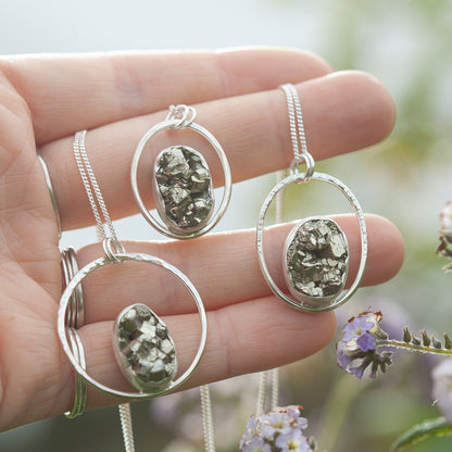 OOAK Mae pendant in silver #30 • Druzy Pyrite (Ready to ship)