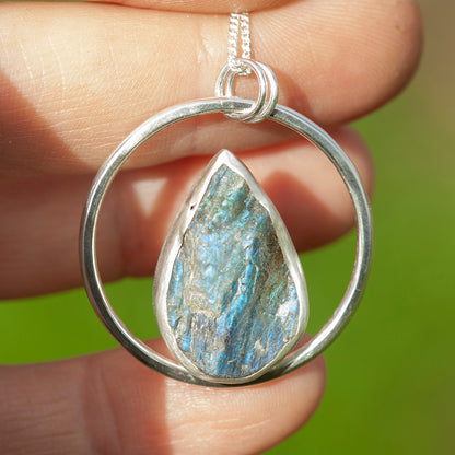 OOAK Mae pendant in silver #34 • rough Labradorite (Ready to ship)
