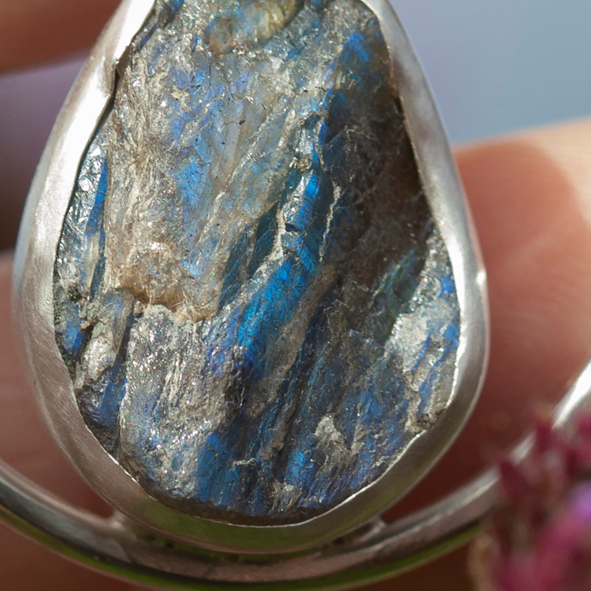 OOAK Mae pendant in silver #34 • rough Labradorite (Ready to ship)