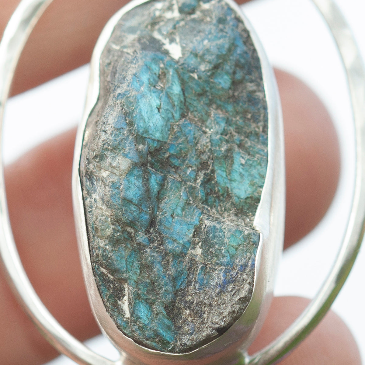 OOAK Mae pendant in silver #35 • rough Labradorite (Ready to ship)