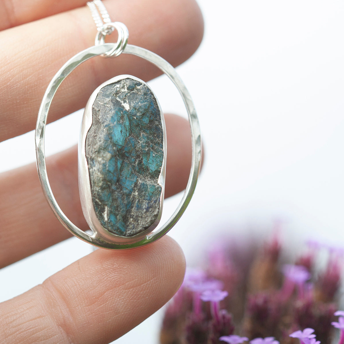 OOAK Mae pendant in silver #35 • rough Labradorite (Ready to ship)