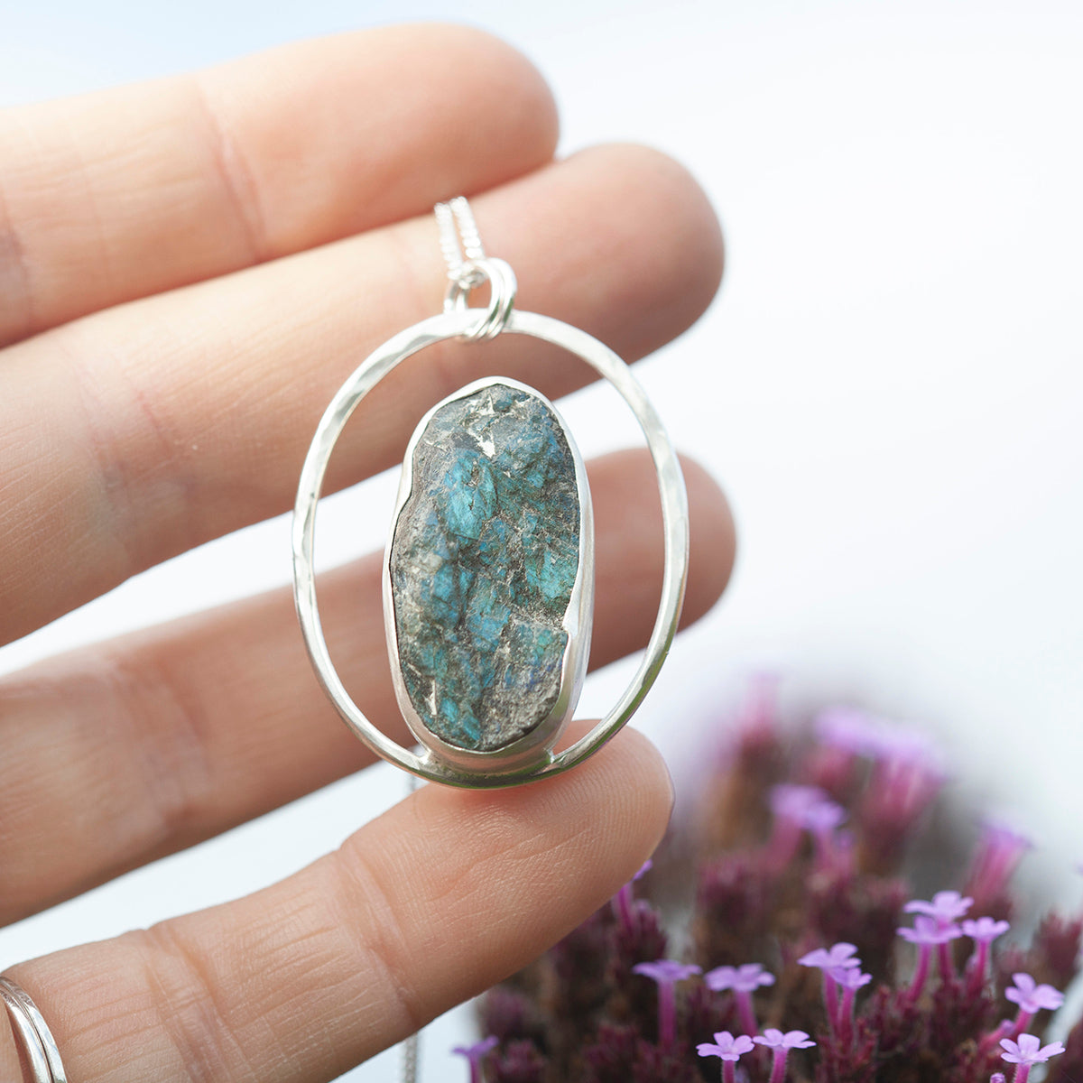 OOAK Mae pendant in silver #35 • rough Labradorite (Ready to ship)