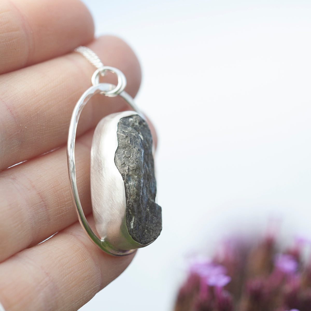 OOAK Mae pendant in silver #35 • rough Labradorite (Ready to ship)