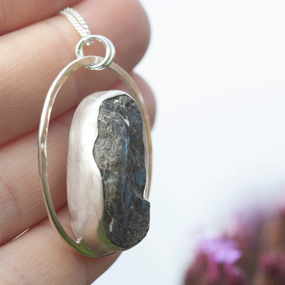OOAK Mae pendant in silver #35 • rough Labradorite (Ready to ship)