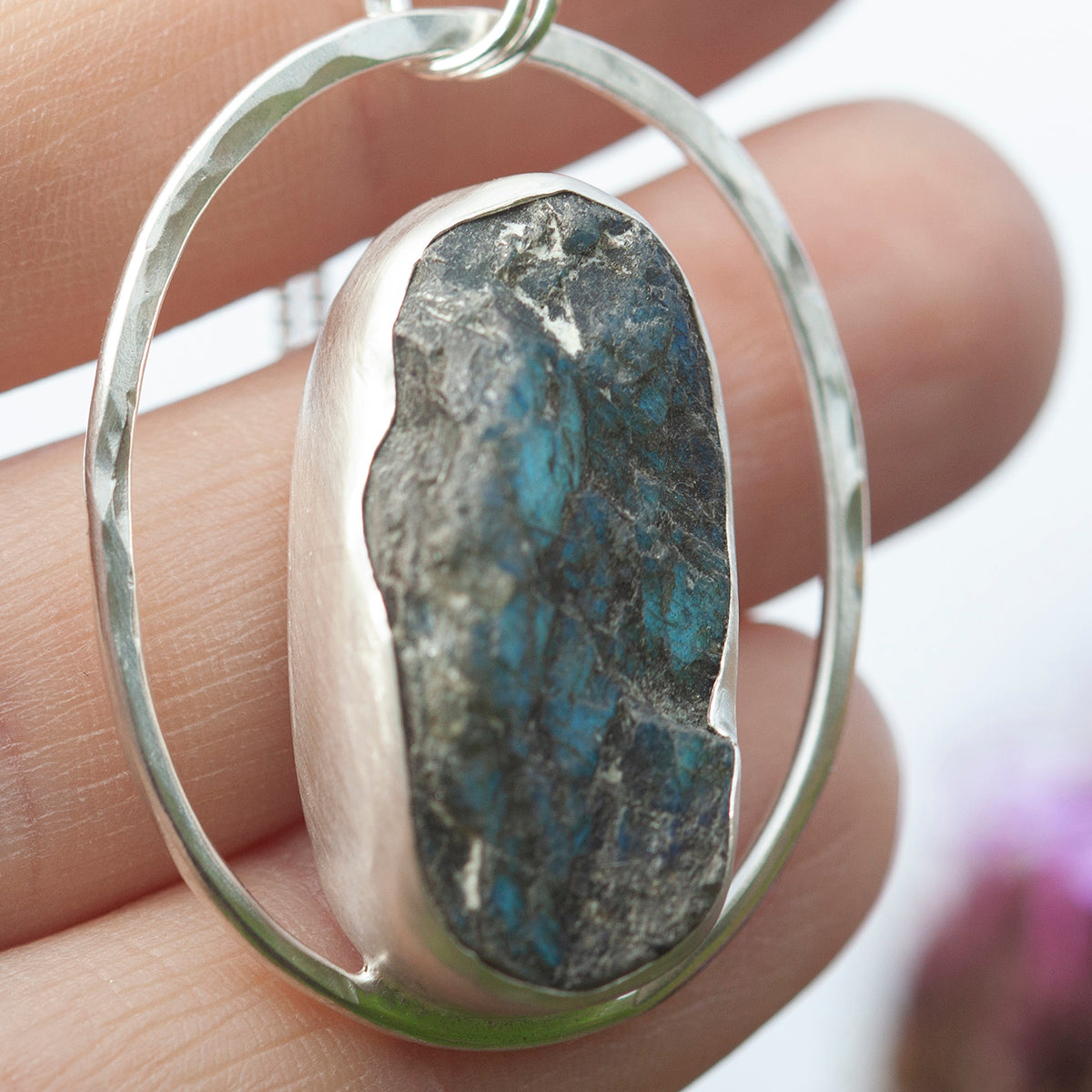 OOAK Mae pendant in silver #35 • rough Labradorite (Ready to ship)