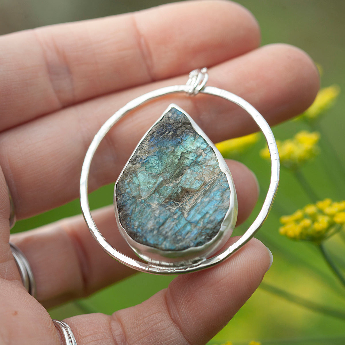 OOAK Mae pendant in silver #36 • rough Labradorite (Ready to ship)