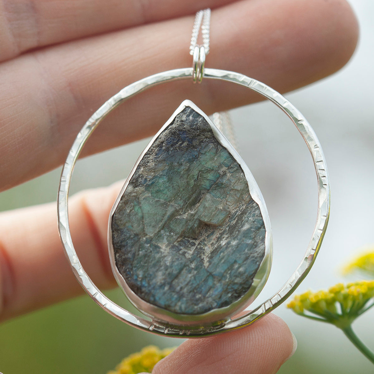 OOAK Mae pendant in silver #36 • rough Labradorite (Ready to ship)