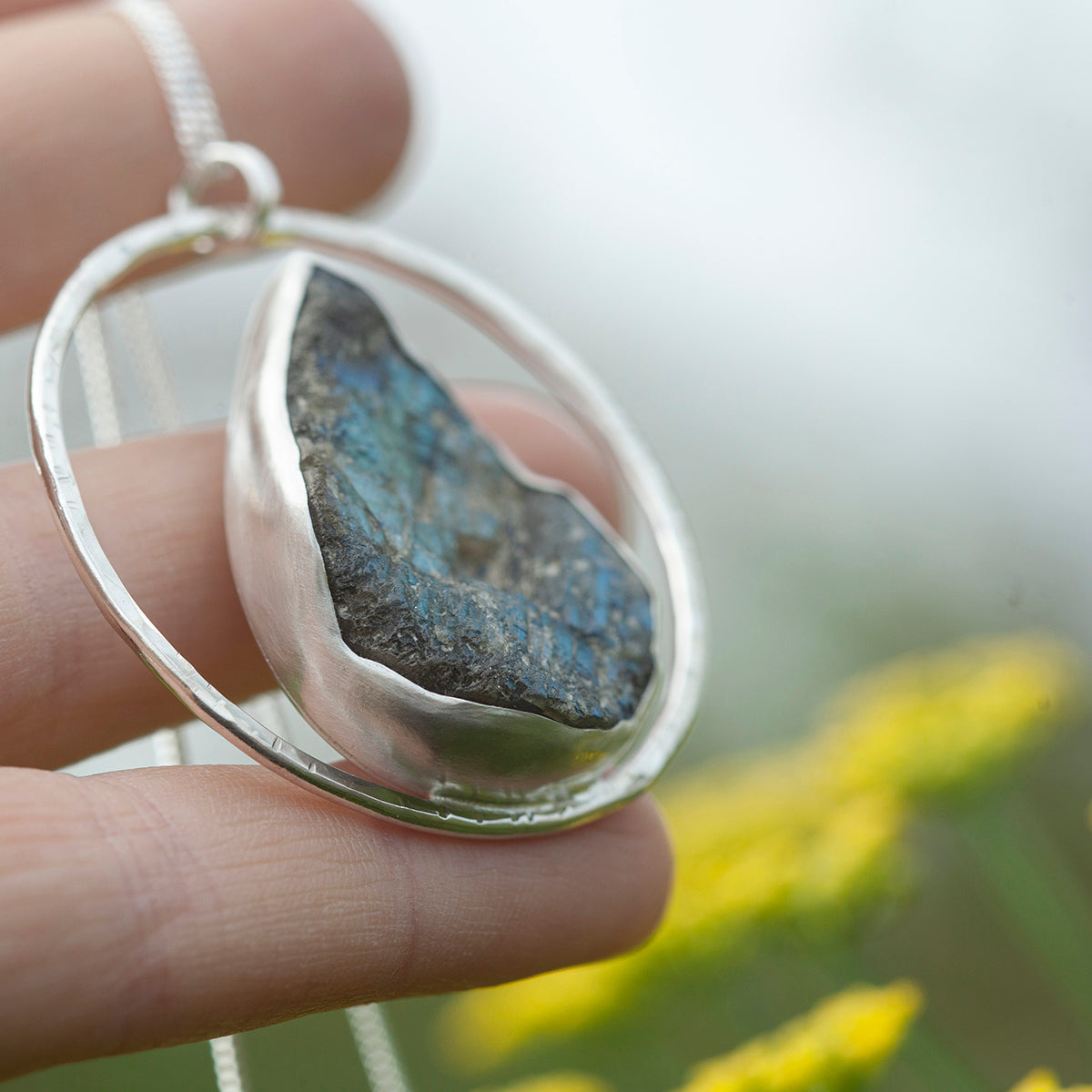 OOAK Mae pendant in silver #36 • rough Labradorite (Ready to ship)