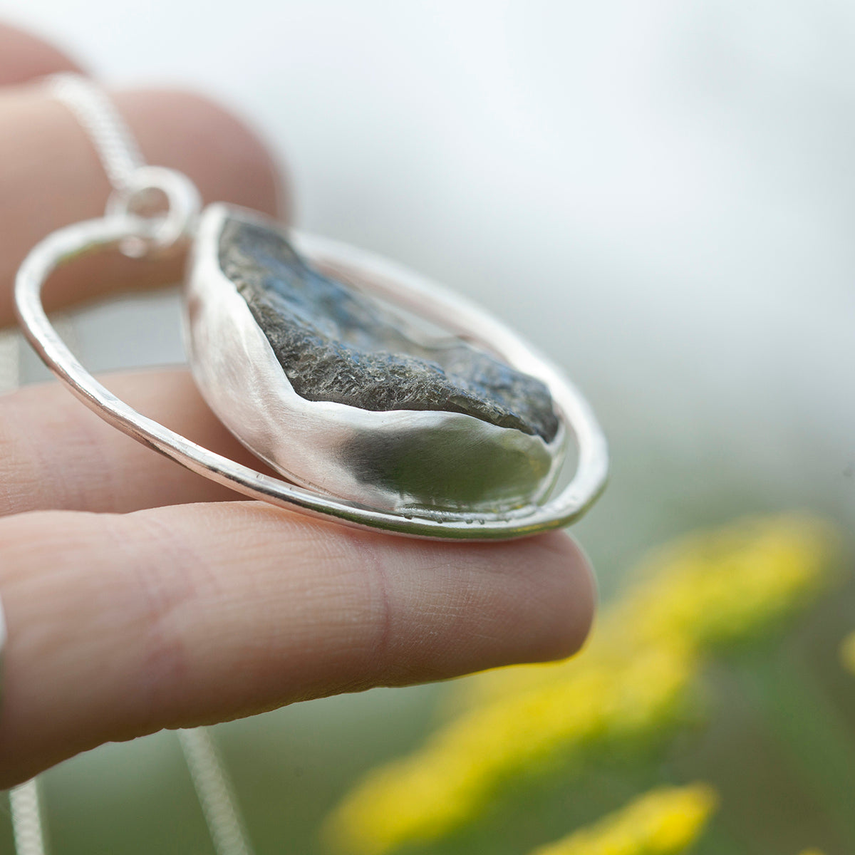 OOAK Mae pendant in silver #36 • rough Labradorite (Ready to ship)