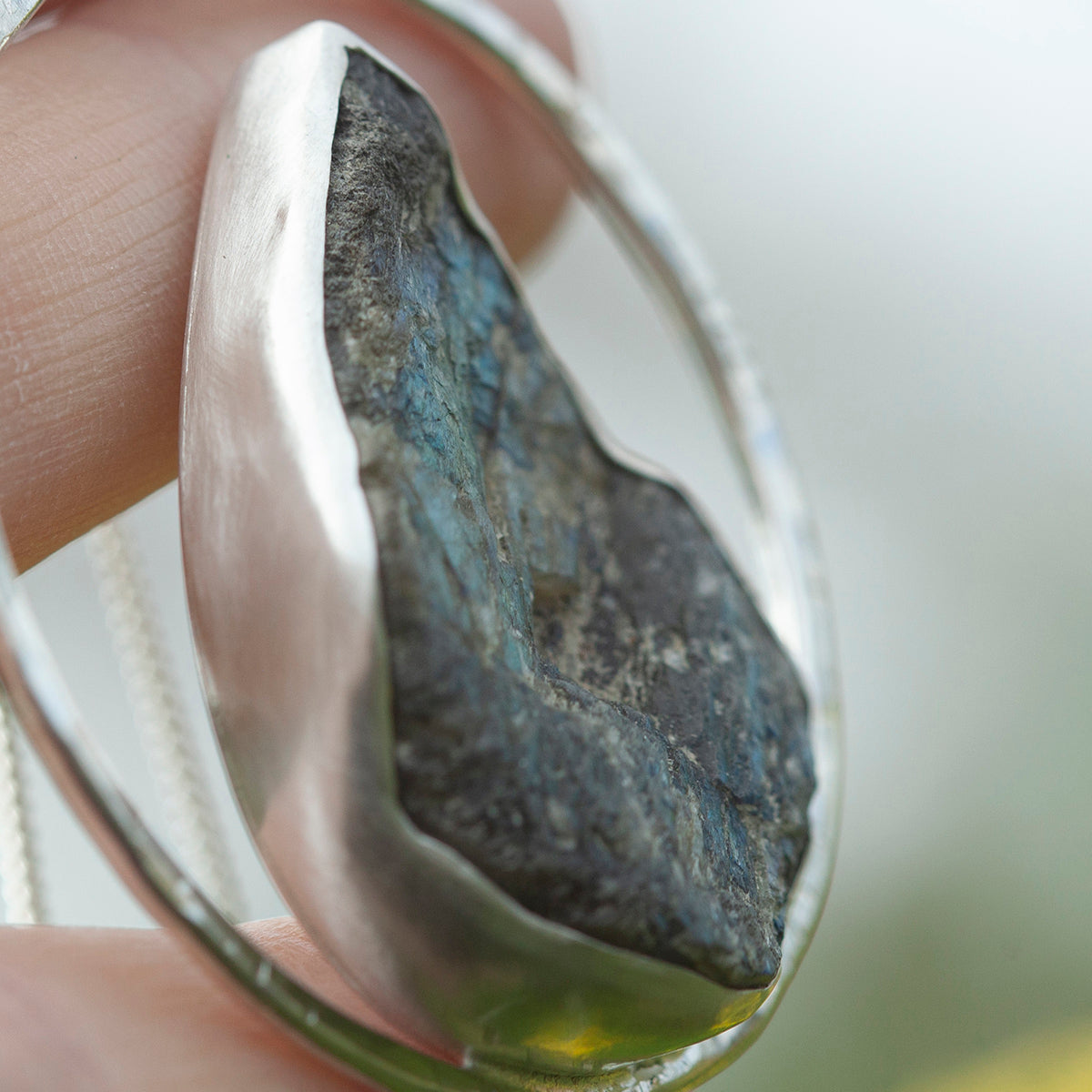 OOAK Mae pendant in silver #36 • rough Labradorite (Ready to ship)