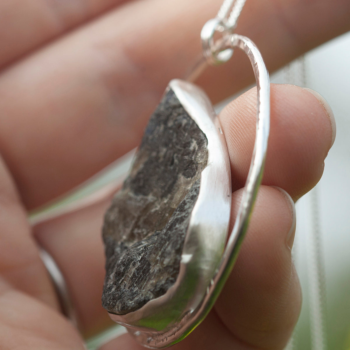 OOAK Mae pendant in silver #36 • rough Labradorite (Ready to ship)