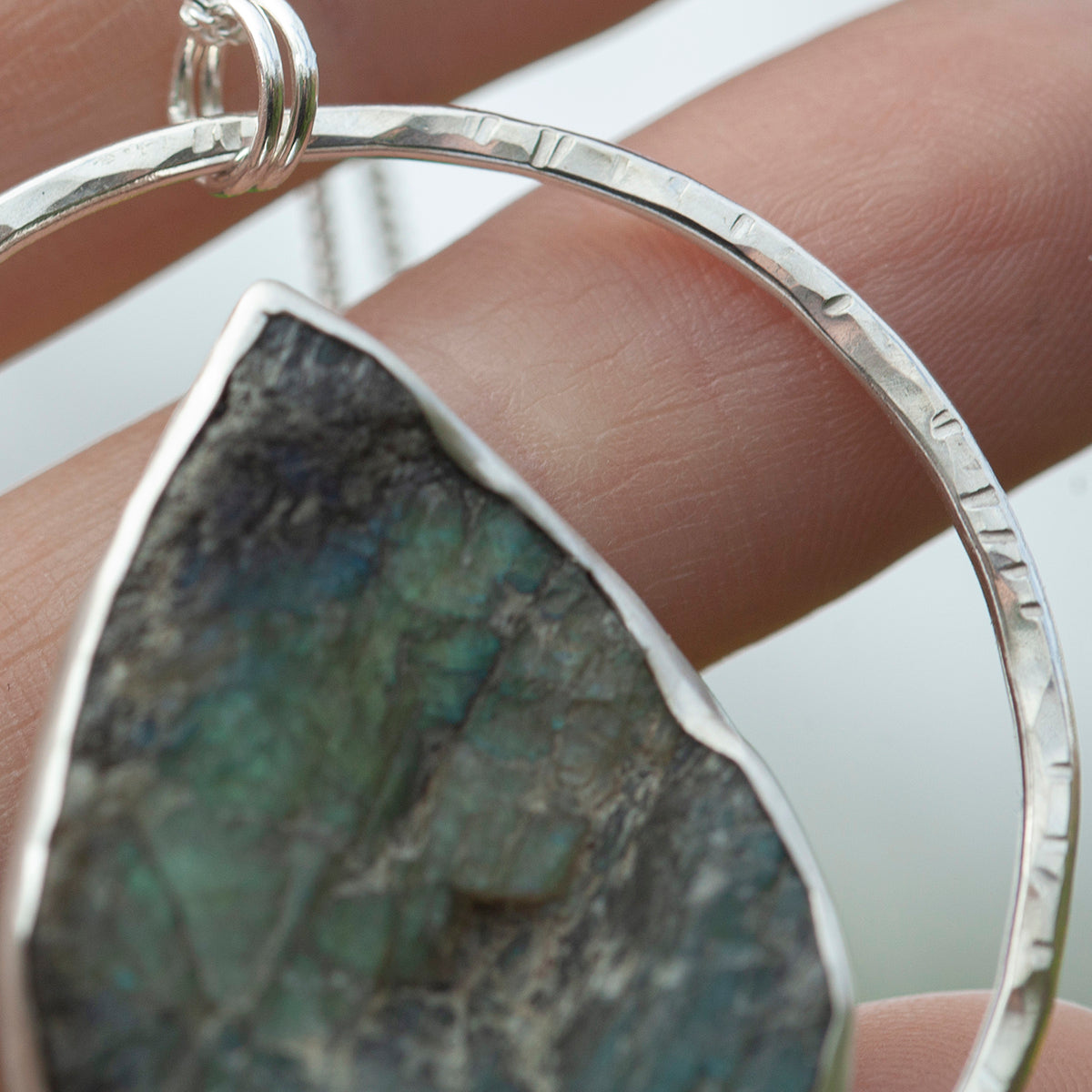 OOAK Mae pendant in silver #36 • rough Labradorite (Ready to ship)