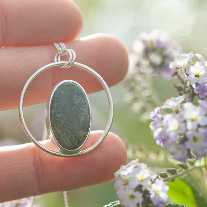 OOAK Mae pendant in silver #47 • Green Jasper (Ready to ship)