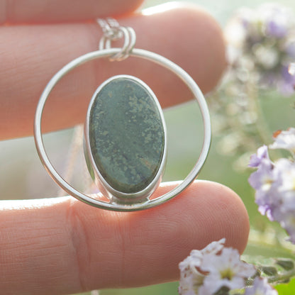 OOAK Mae pendant in silver #47 • Green Jasper (Ready to ship)