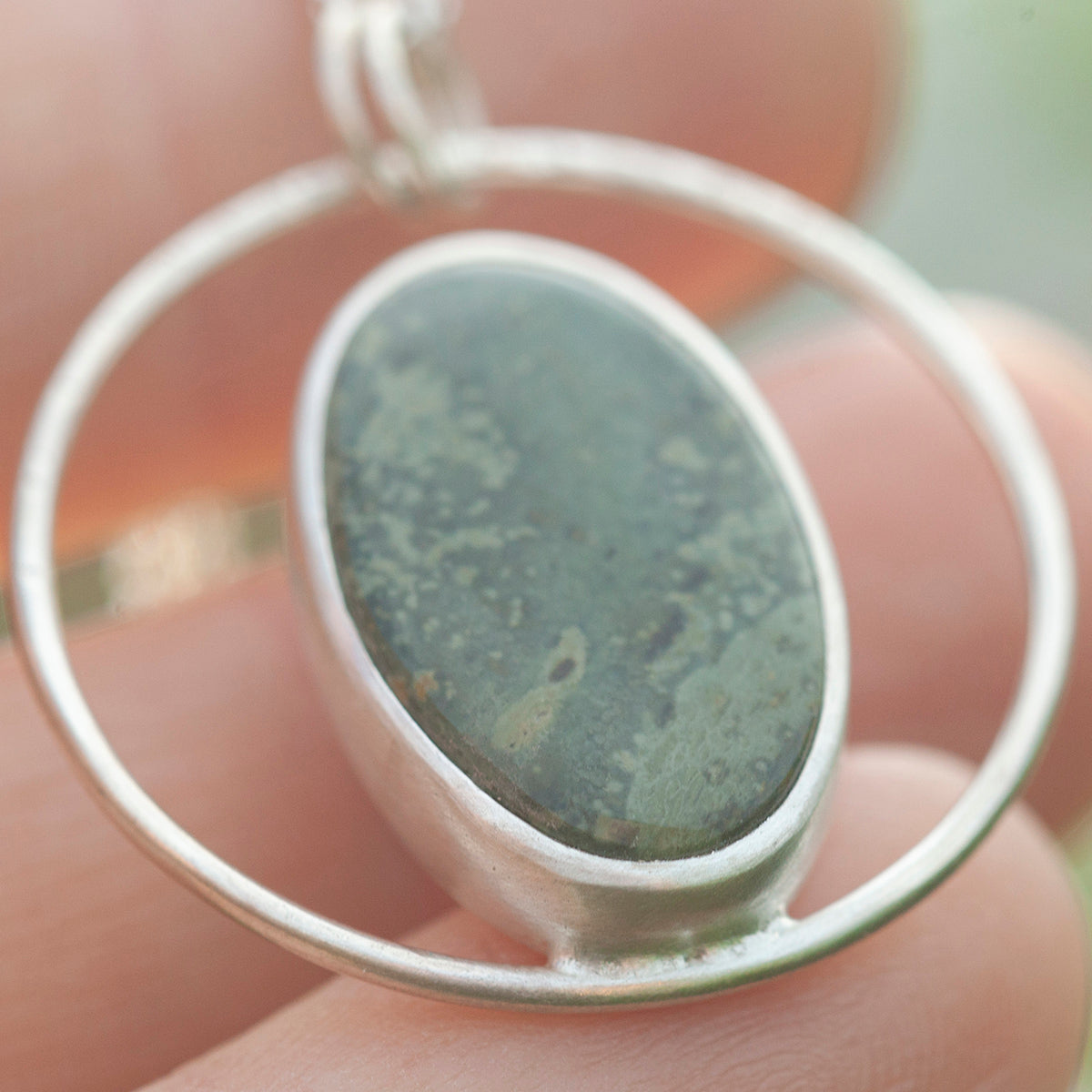 OOAK Mae pendant in silver #48 • Green Jasper (Ready to ship)