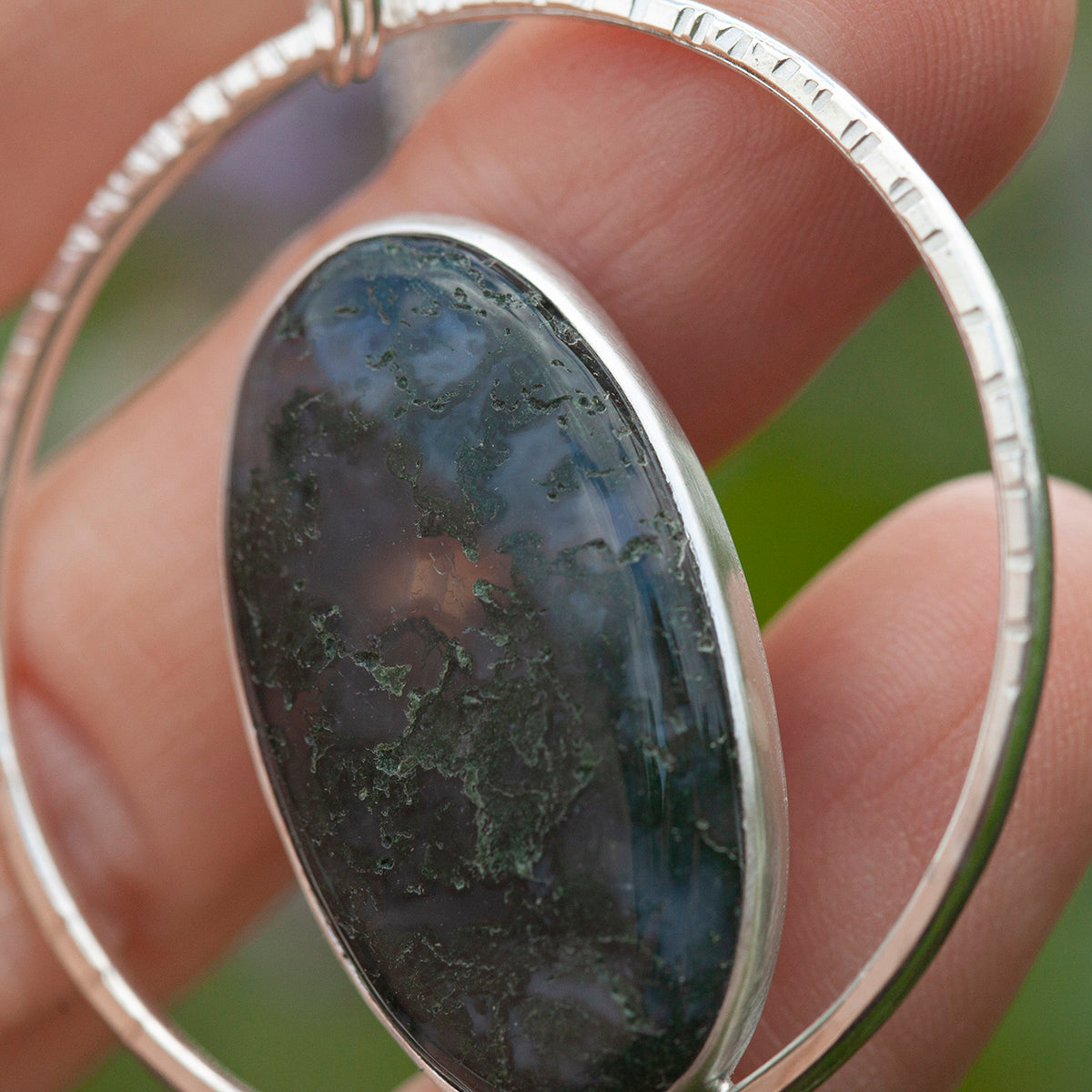 OOAK Mae pendant in silver #51 • Moss Agate (Ready to ship)