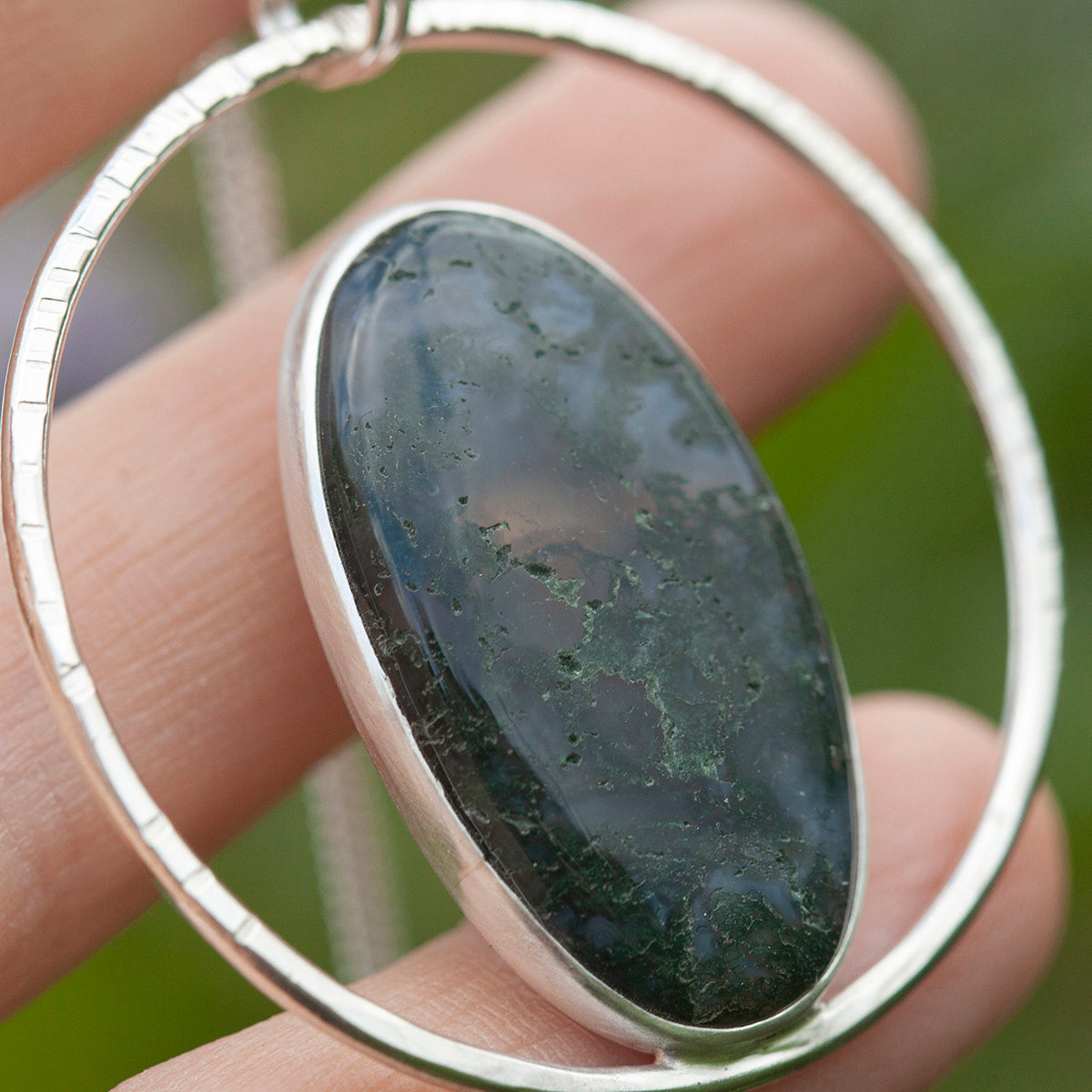OOAK Mae pendant in silver #51 • Moss Agate (Ready to ship)