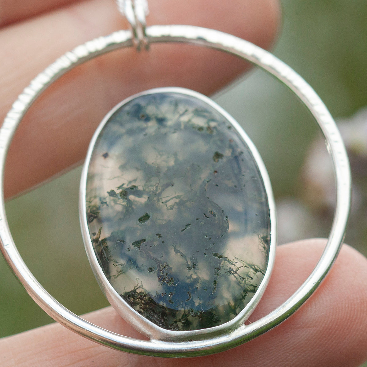 OOAK Mae pendant in silver #52 • Moss Agate (Ready to ship)
