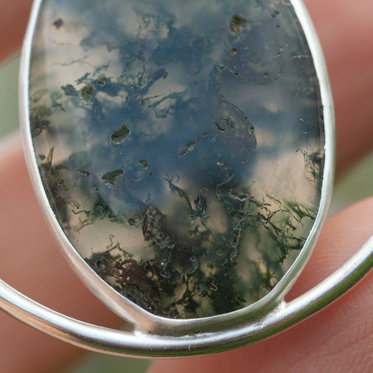 OOAK Mae pendant in silver #52 • Moss Agate (Ready to ship)