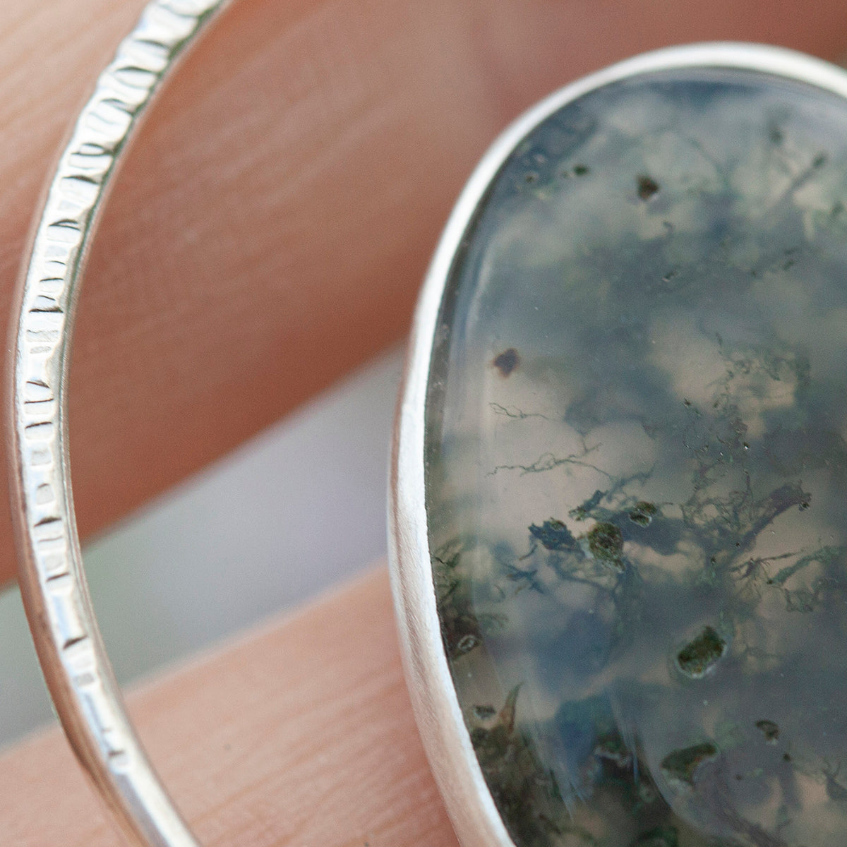 OOAK Mae pendant in silver #52 • Moss Agate (Ready to ship)