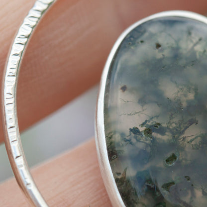 OOAK Mae pendant in silver #52 • Moss Agate (Ready to ship)