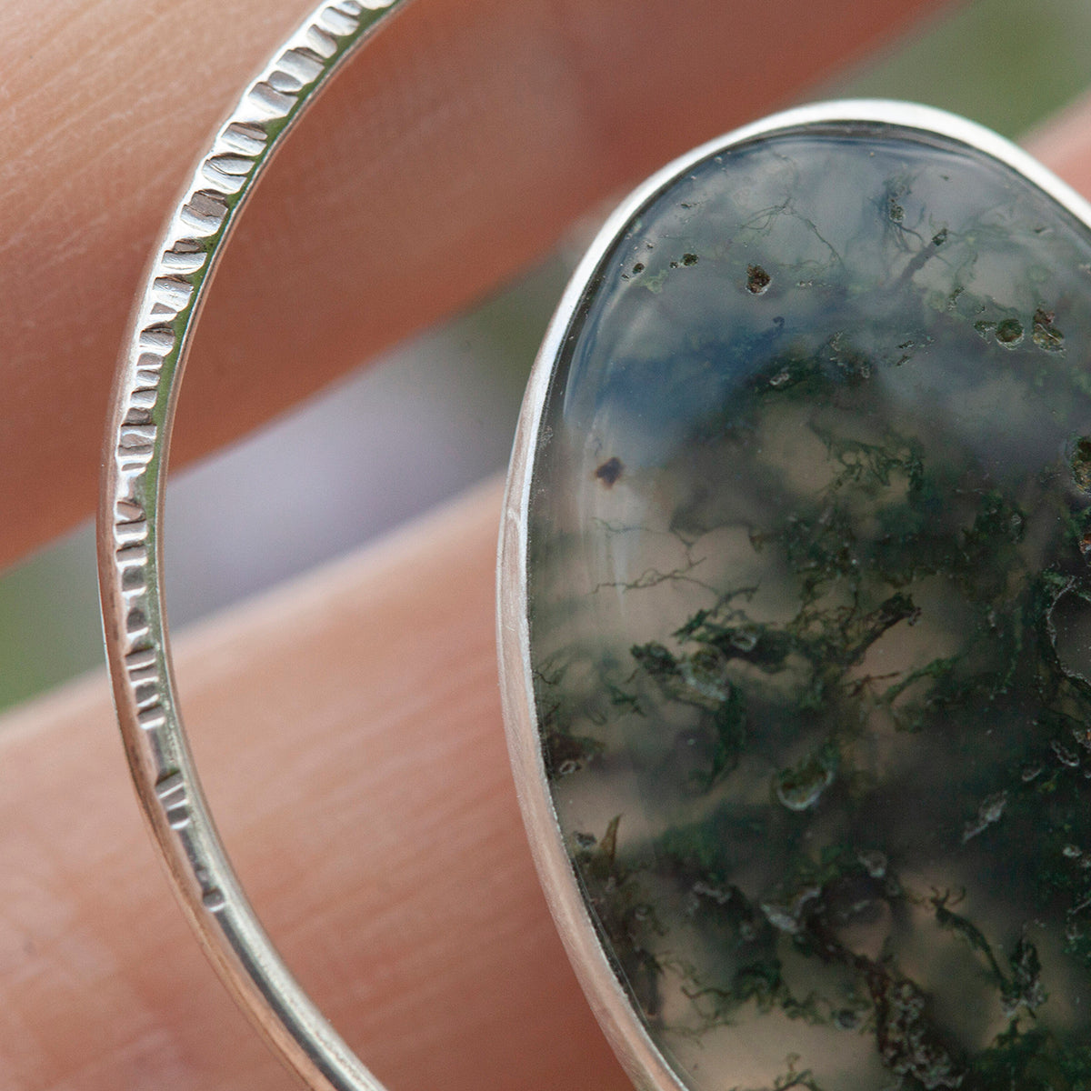 OOAK Mae pendant in silver #52 • Moss Agate (Ready to ship)