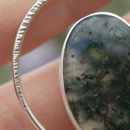 OOAK Mae pendant in silver #52 • Moss Agate (Ready to ship)