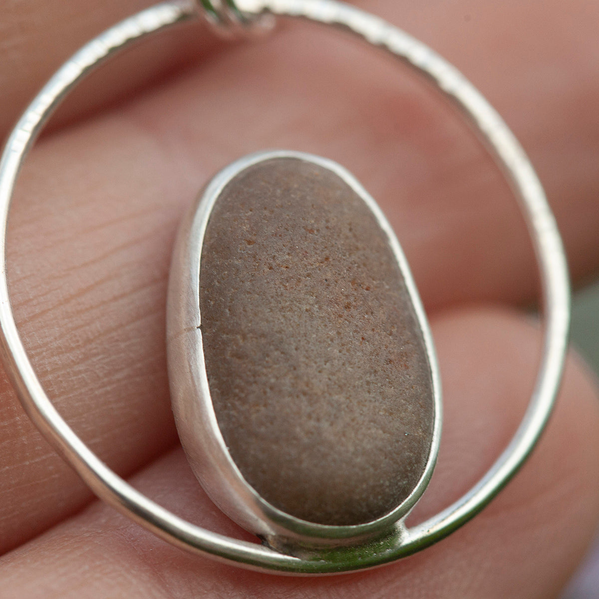 OOAK Mae pendant in silver #32 • Natural beach pebble (Ready to ship)