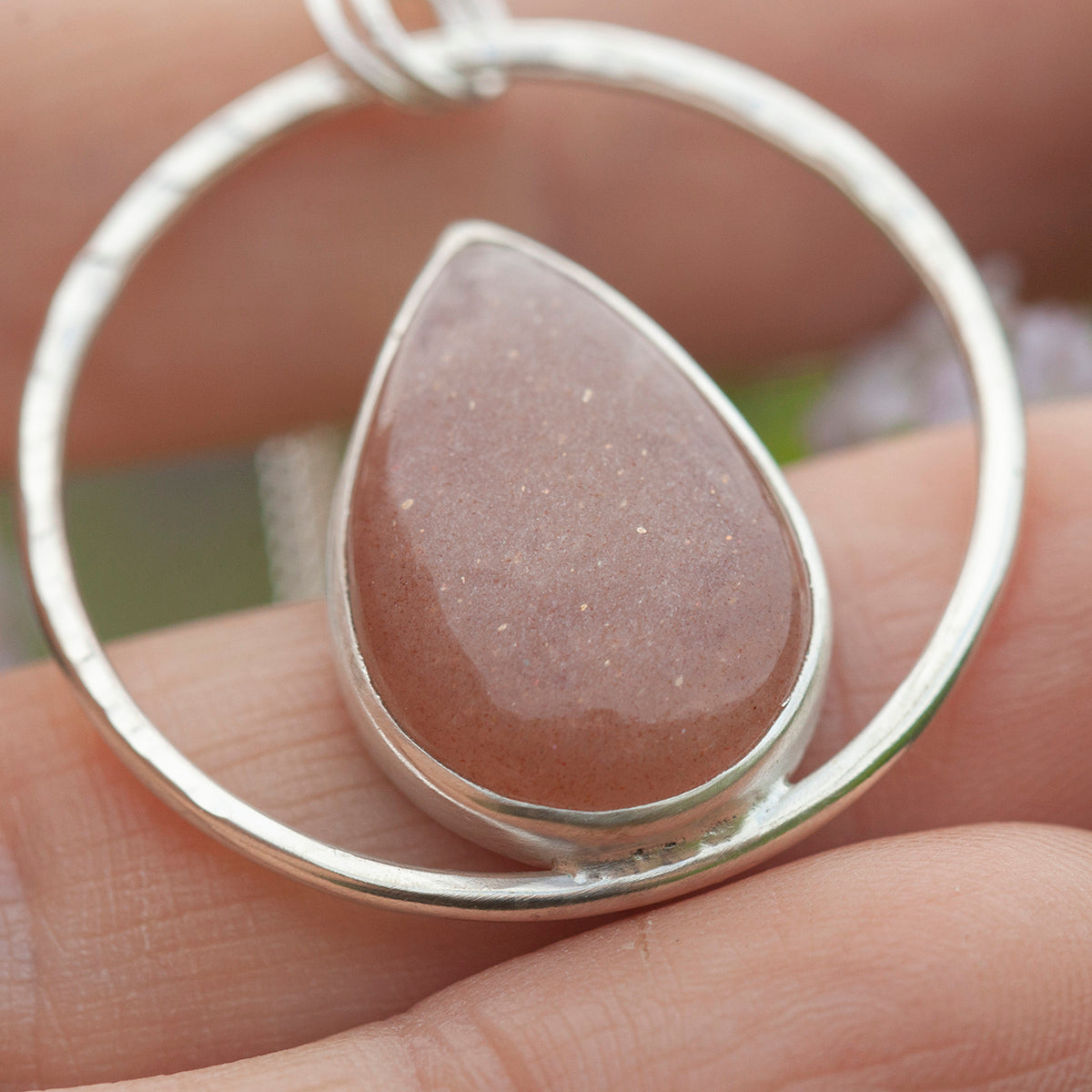OOAK Mae pendant in silver #26 • Pink Moonstone (Ready to ship)