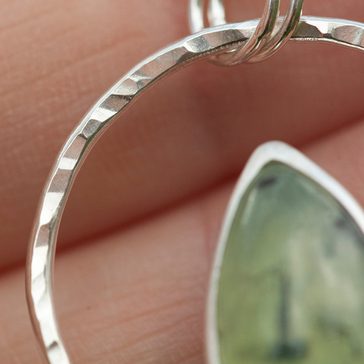 OOAK Mae pendant in silver #50 • Prehnite ~ tourmaline inclusions (Ready to ship)