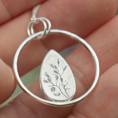 OOAK Mae pendant in silver #50 • Prehnite ~ tourmaline inclusions (Ready to ship)