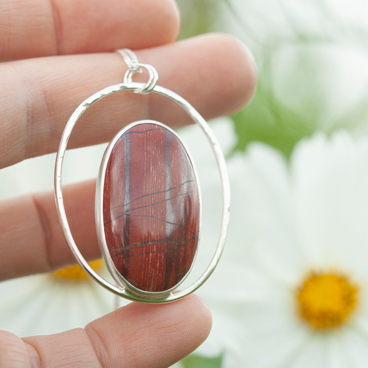 OOAK Mae pendant in silver #28 • Red Jasper (Ready to ship)