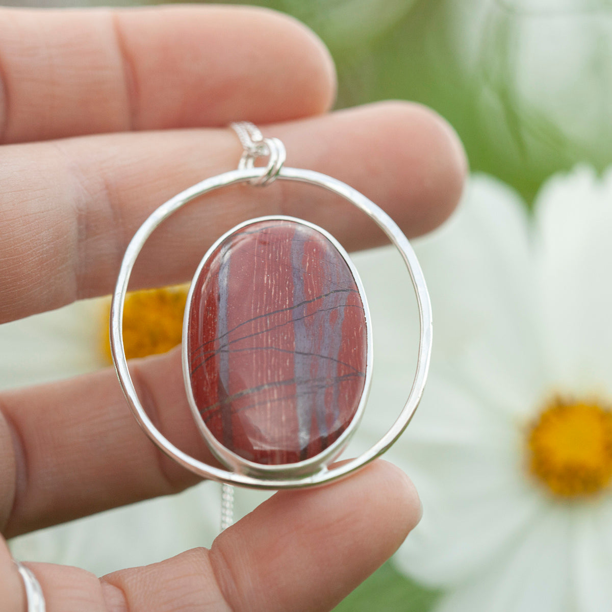 OOAK Mae pendant in silver #28 • Red Jasper (Ready to ship)