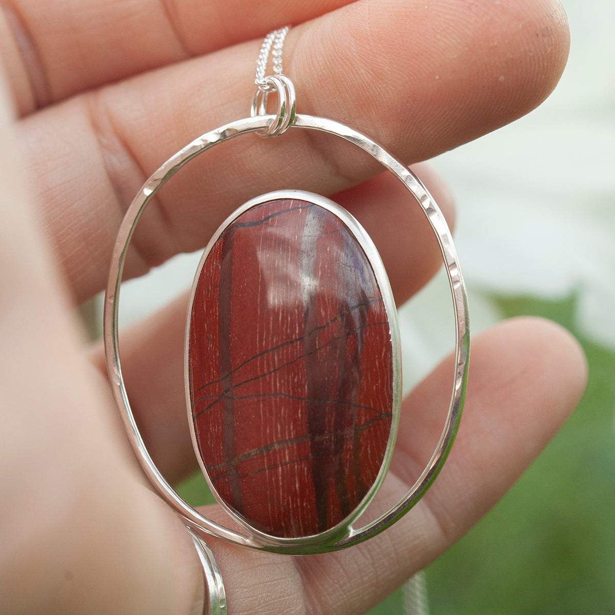 OOAK Mae pendant in silver #28 • Red Jasper (Ready to ship)