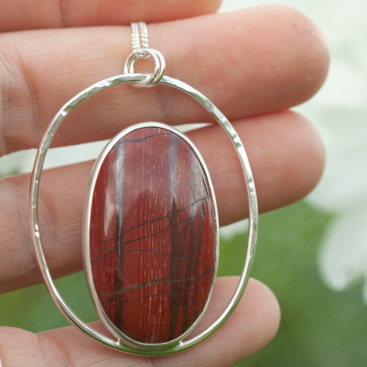 OOAK Mae pendant in silver #28 • Red Jasper (Ready to ship)