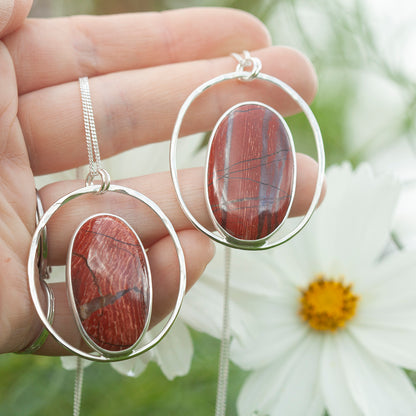 OOAK Mae pendant in silver #28 • Red Jasper (Ready to ship)