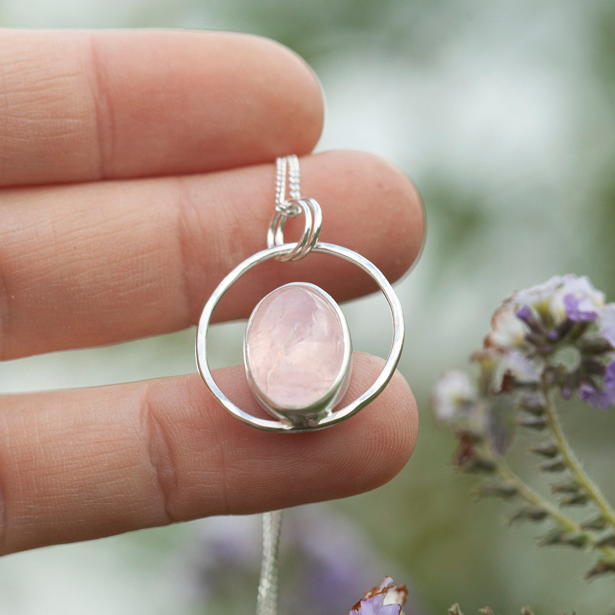 OOAK Mae pendant in silver #21 • Rose Quartz (Ready to ship)
